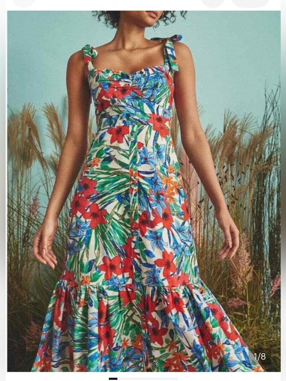 Cara Cara Belvedere Bahamian Garden Floral Midi Dress Size 4